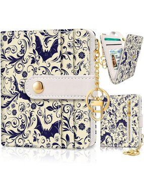 Women's Goth Bat PU Leather Small Wallet RFID Slim Bifold Coin Card Holder
